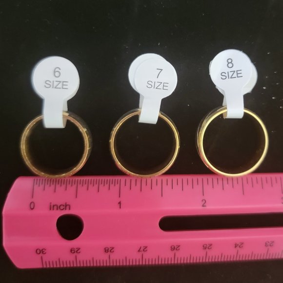 Frosted Wedding Ring Diagonal Slits Goldtone Silver Titanium Steel Sz 6  7 8 New - Picture 7 of 11